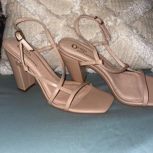 Nude strappy heels